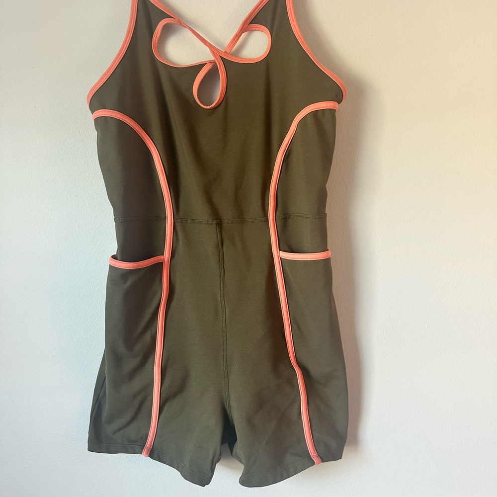 FP Movement by Free People Olive and Coral Jumpsuit